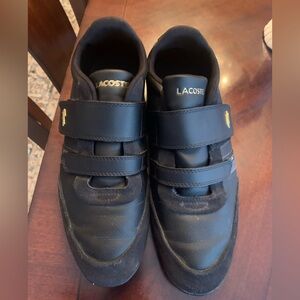 Lacoste Black Misano Suede Sneakers with Velcro Straps Size US 13 Damaged heel